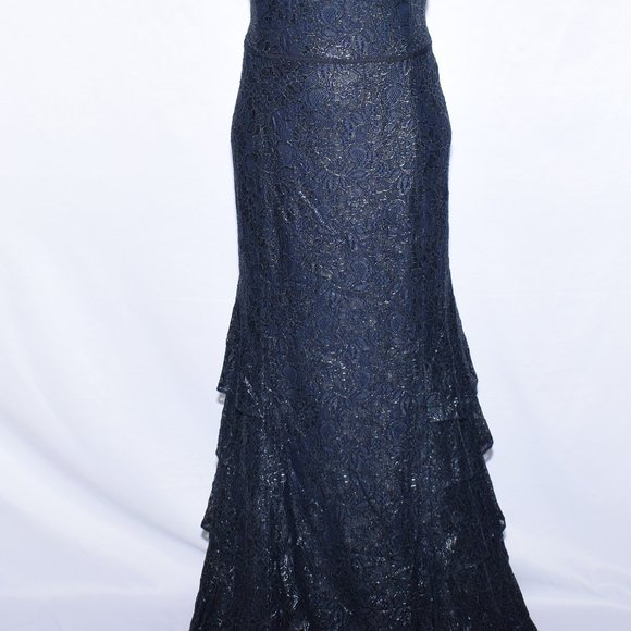 *NEW* Lauren Ralph Lauren Navy Ruffled Lace - Picture 5 of 8